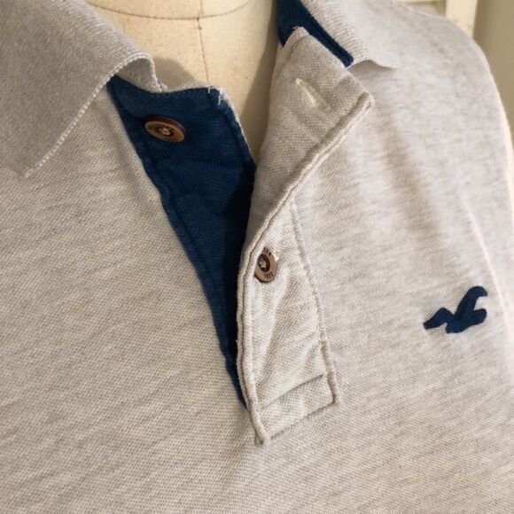 Hollister Men Stretch Cotton Poly blend Button-up Collared Polo Large - Picture 6 of 8